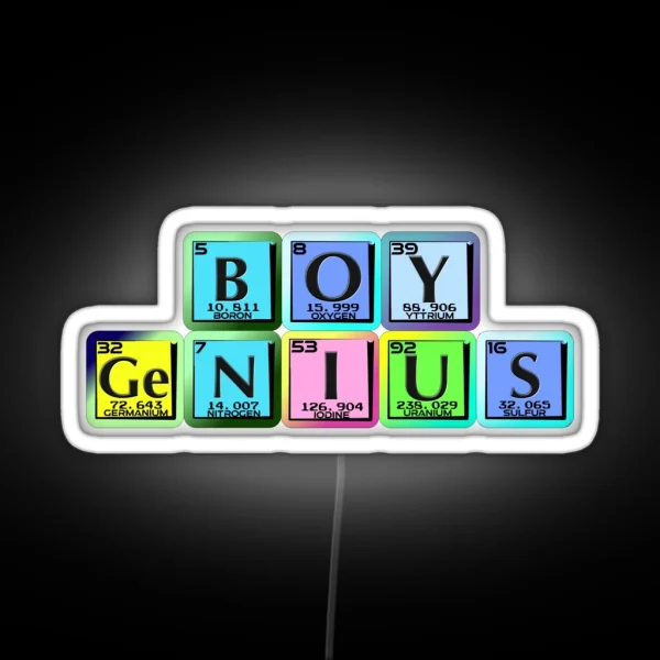 Boy Genius In Elemental Symbols RGB Neon Sign