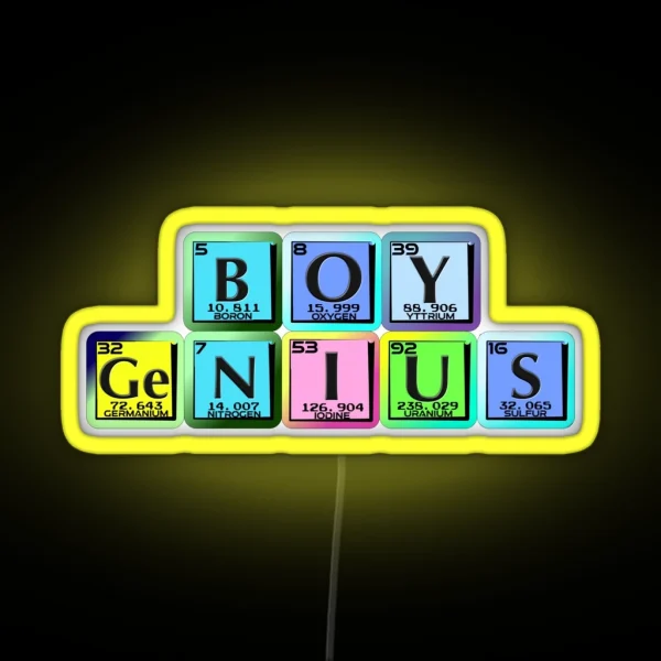 Boy Genius In Elemental Symbols RGB Neon Sign