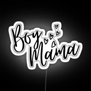 Boy Mama Boy Mom Hearts RGB Neon Sign