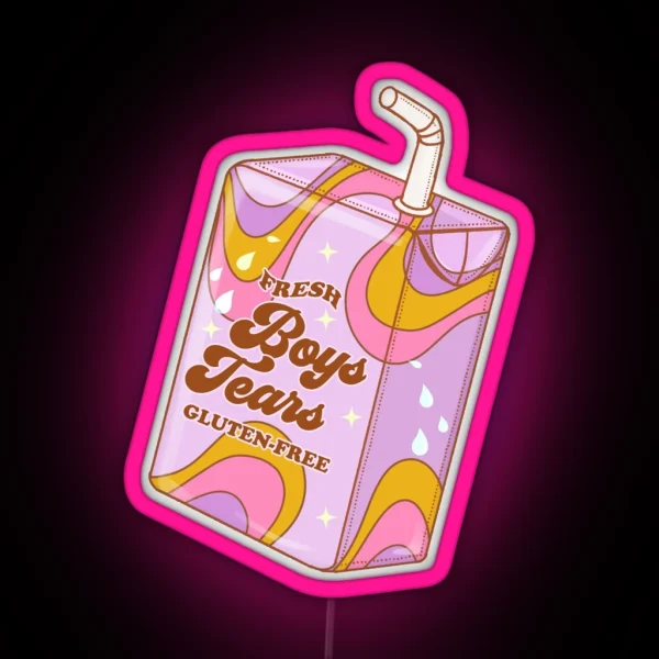 Boys Tears Funny Juice Box Retro Illustration RGB Neon Sign