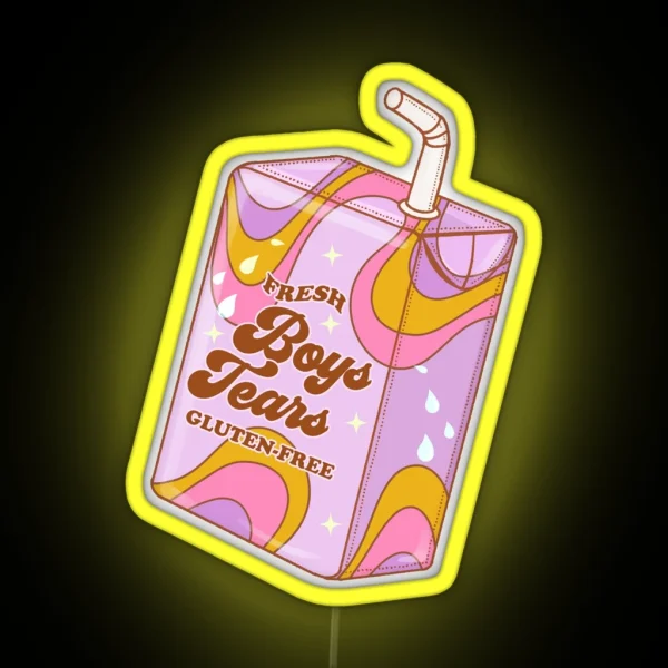 Boys Tears Funny Juice Box Retro Illustration RGB Neon Sign