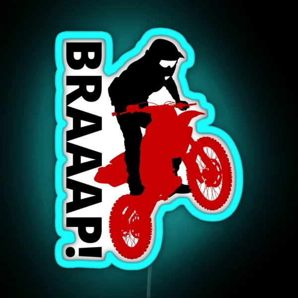 BRAAAP Dirt Biking Red And White RGB Neon Sign