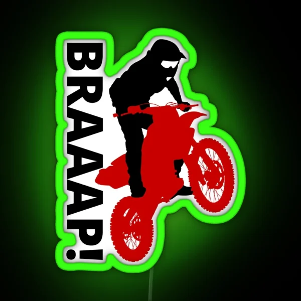 BRAAAP Dirt Biking Red And White RGB Neon Sign