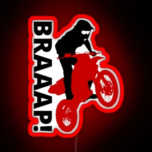 BRAAAP Dirt Biking Red And White RGB Neon Sign