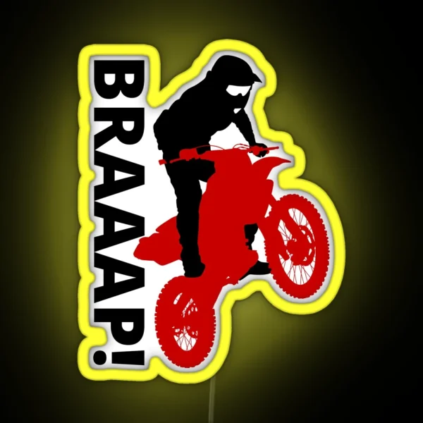 BRAAAP Dirt Biking Red And White RGB Neon Sign