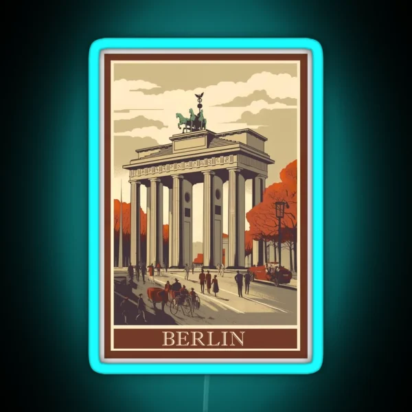 Brandenburg Gate Berlin Vintage RGB Neon Sign