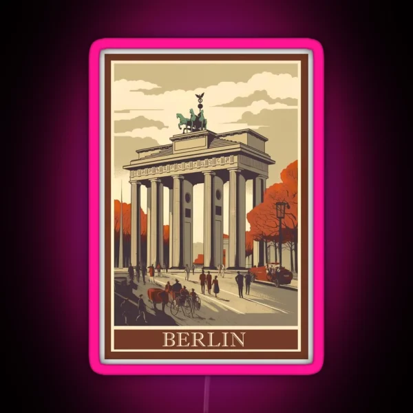 Brandenburg Gate Berlin Vintage RGB Neon Sign