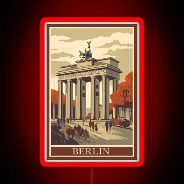Brandenburg Gate Berlin Vintage RGB Neon Sign