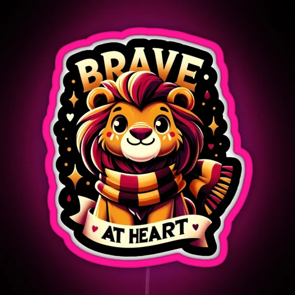 Brave At Heart Cute Lion Fantasy RGB Neon Sign