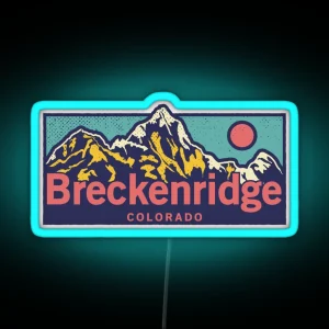 Breckenridge Colorado Classic Outdoor Mountain Graphic Apparel RGB Neon Sign