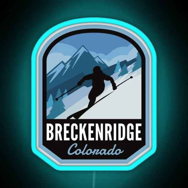 Breckenridge Colorado Ski Mountain RGB Neon Sign