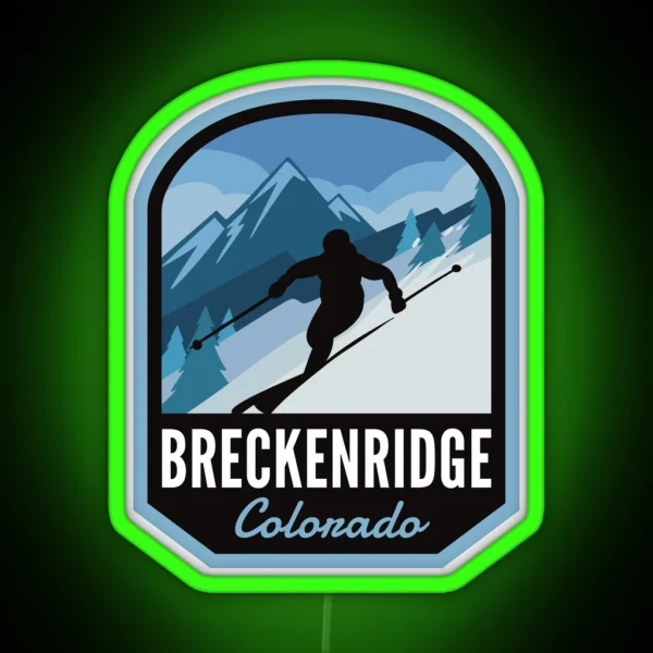 Breckenridge Colorado Ski Mountain RGB Neon Sign