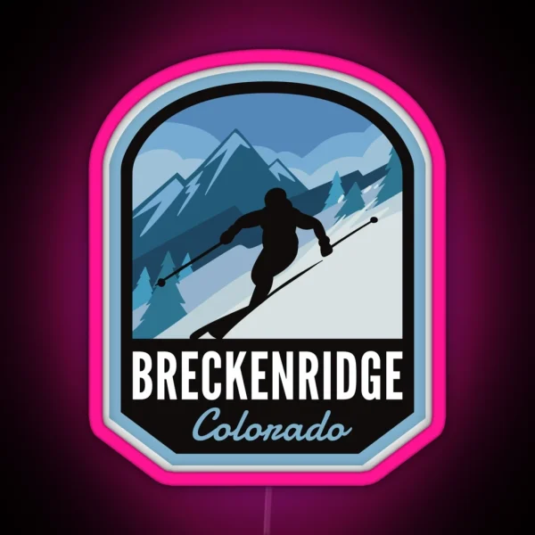 Breckenridge Colorado Ski Mountain RGB Neon Sign