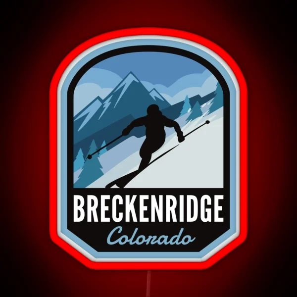 Breckenridge Colorado Ski Mountain RGB Neon Sign