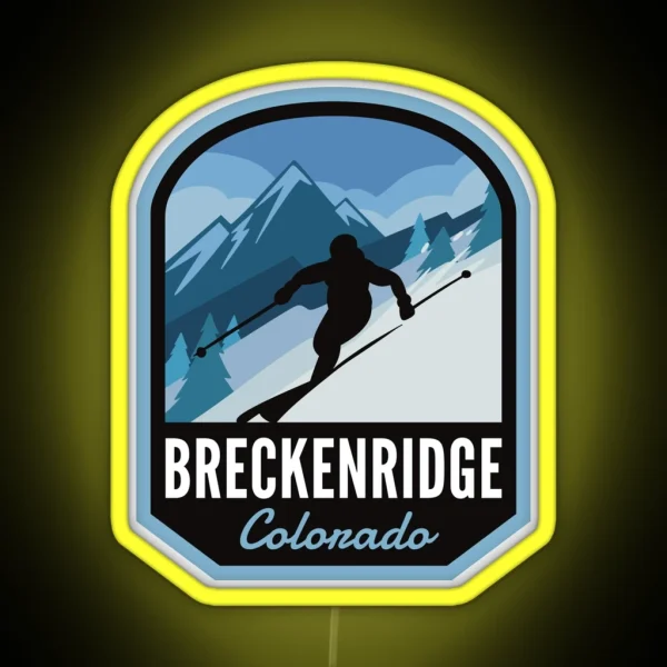 Breckenridge Colorado Ski Mountain RGB Neon Sign