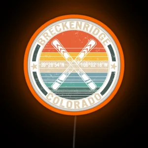 Breckenridge Colorado Vintage Retro Graphic Ski Led Ski Lover Gift Breckenridge Colorado Coordinates Tee Gift RGB Neon Sign