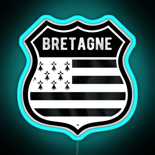 Bretagne France Shield Flag RGB Neon Sign