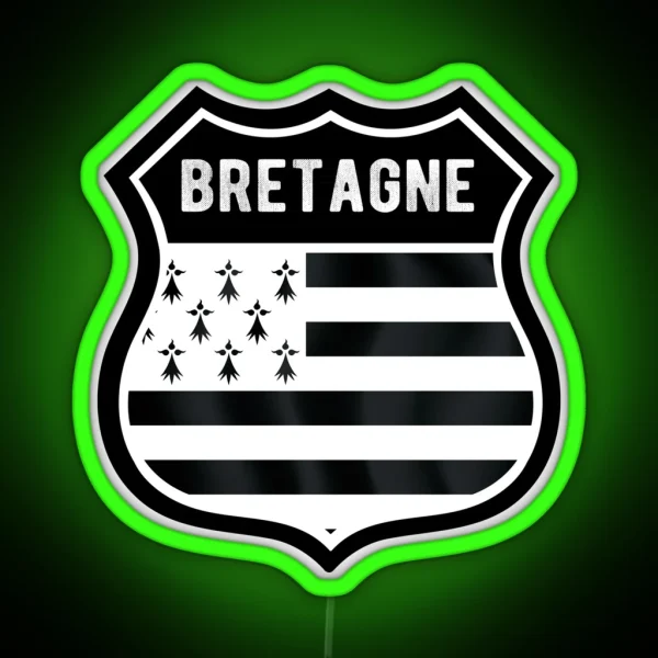 Bretagne France Shield Flag RGB Neon Sign