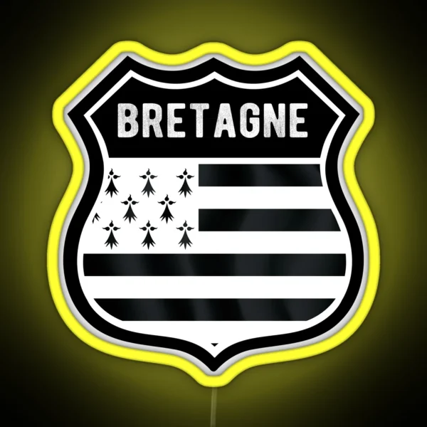 Bretagne France Shield Flag RGB Neon Sign