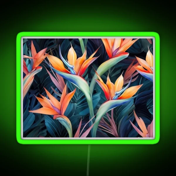 Brid Of Paradise Flower In A Painterly Style RGB Neon Sign