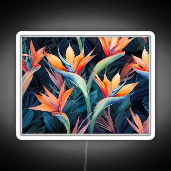 Brid Of Paradise Flower In A Painterly Style RGB Neon Sign