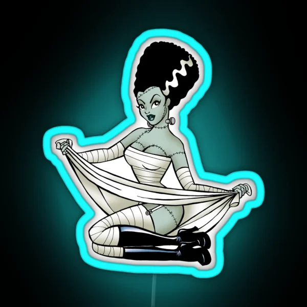 Bride Of Frankenstein Pin Up RGB Neon Sign