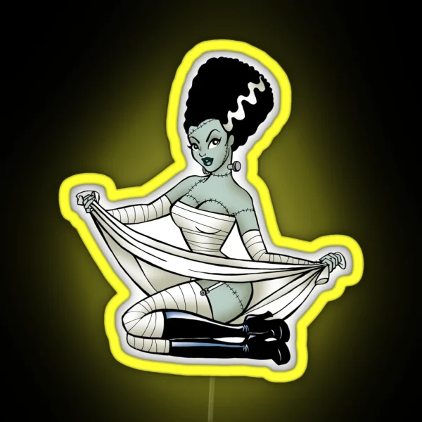 Bride Of Frankenstein Pin Up RGB Neon Sign