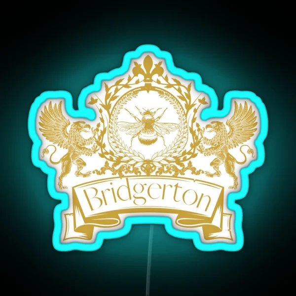 Bridgerton Crest With Griffins RGB Neon Sign