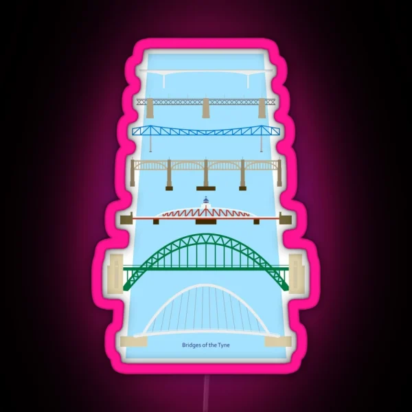 Bridges Of The Tyne RGB Neon Sign