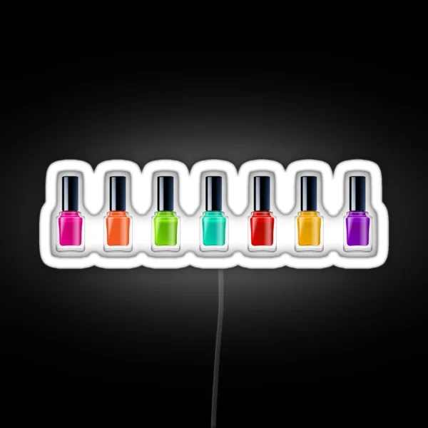 Bright Colorful Rainbow Nail Polish Bottles RGB Neon Sign