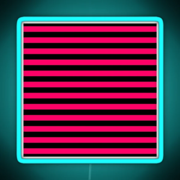 Bright Fluorescent Hot Pink Neon And Black Horizontal Stripes RGB Neon Sign