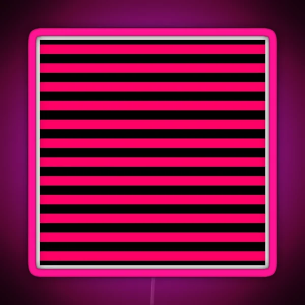 Bright Fluorescent Hot Pink Neon And Black Horizontal Stripes RGB Neon Sign