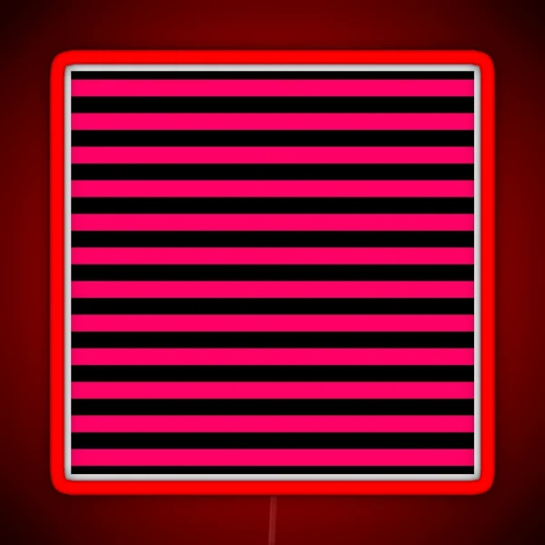 Bright Fluorescent Hot Pink Neon And Black Horizontal Stripes RGB Neon Sign