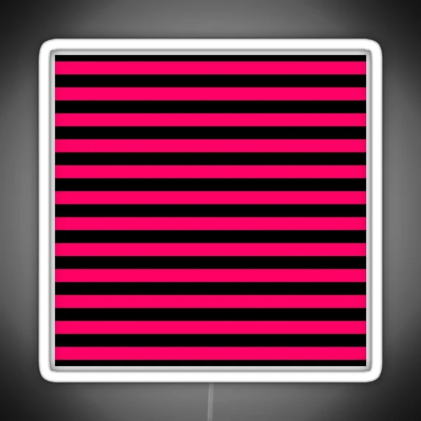 Bright Fluorescent Hot Pink Neon And Black Horizontal Stripes RGB Neon Sign