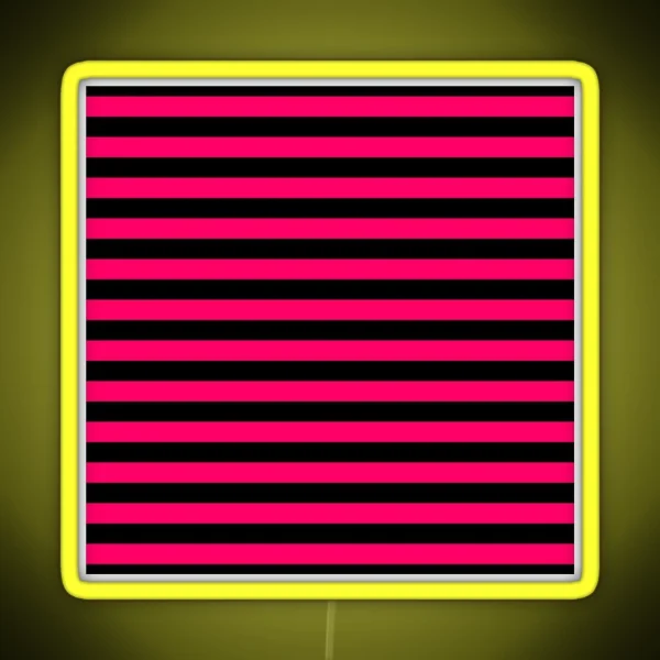 Bright Fluorescent Hot Pink Neon And Black Horizontal Stripes RGB Neon Sign