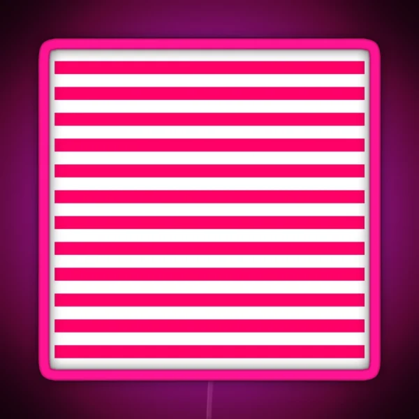 Bright Fluorescent Hot Pink Neon And White Horizontal Stripes RGB Neon Sign