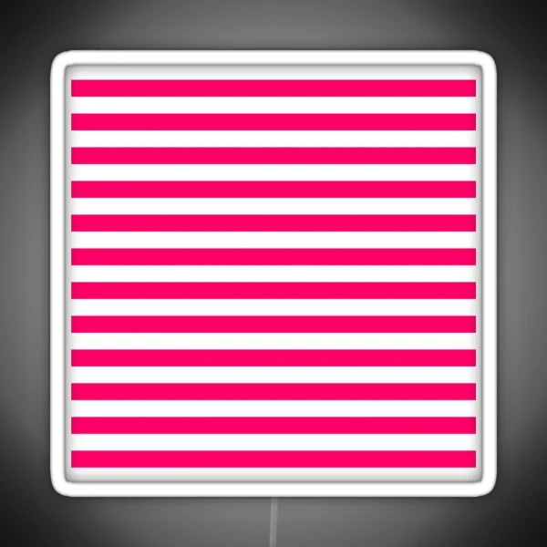 Bright Fluorescent Hot Pink Neon And White Horizontal Stripes RGB Neon Sign