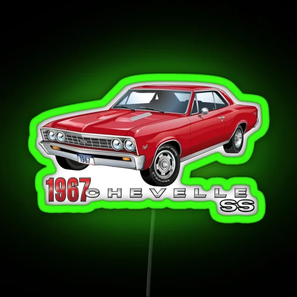 Bright Red 1967 Chevelle Super Sport RGB Neon Sign