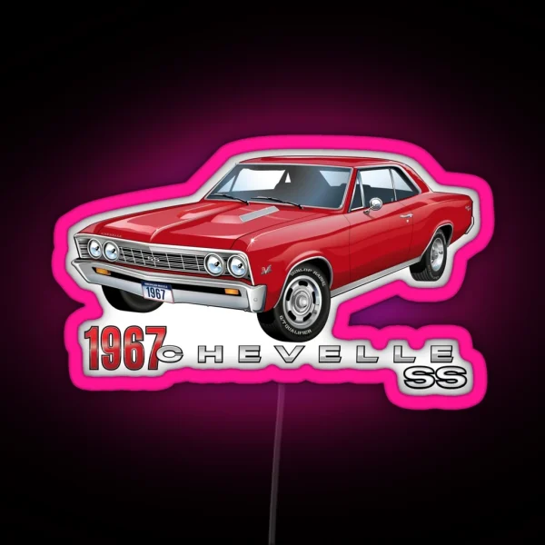 Bright Red 1967 Chevelle Super Sport RGB Neon Sign