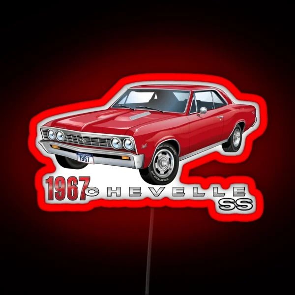 Bright Red 1967 Chevelle Super Sport RGB Neon Sign