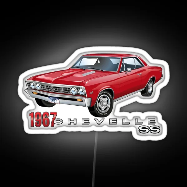 Bright Red 1967 Chevelle Super Sport RGB Neon Sign