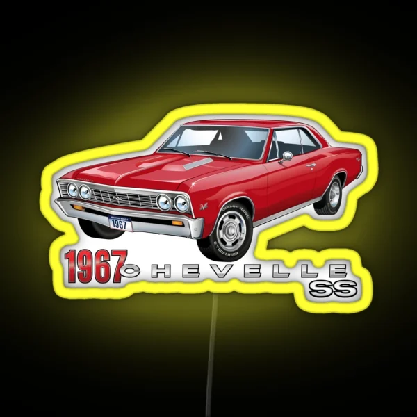 Bright Red 1967 Chevelle Super Sport RGB Neon Sign