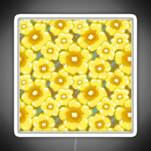 Bright Yellow Buttercup Flowers Artsy Painterly Style RGB Neon Sign