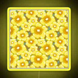 Bright Yellow Buttercup Flowers Artsy Painterly Style RGB Neon Sign