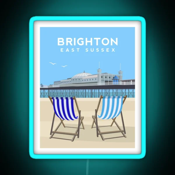 Brighton Pier And Beach East Sussex RGB Neon Sign
