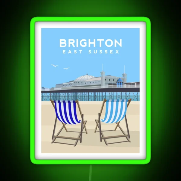 Brighton Pier And Beach East Sussex RGB Neon Sign