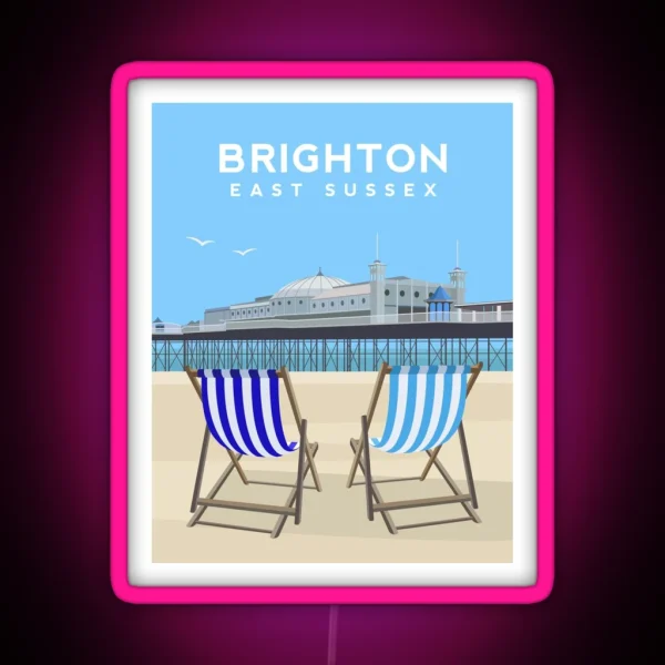 Brighton Pier And Beach East Sussex RGB Neon Sign