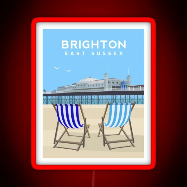 Brighton Pier And Beach East Sussex RGB Neon Sign