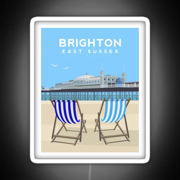 Brighton Pier And Beach East Sussex RGB Neon Sign