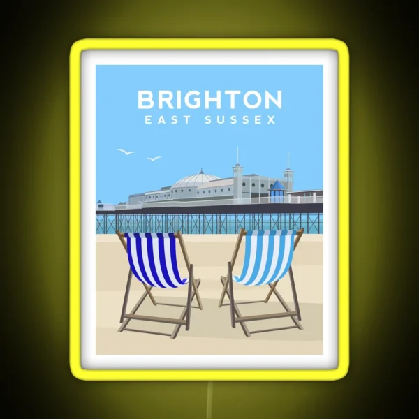 Brighton Pier And Beach East Sussex RGB Neon Sign